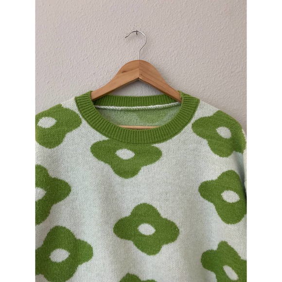 Lazy Oaf Green and White Floral Sweater - Picture 5 of 6